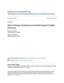 Winds of Change: Perspectives on the World's Search for Stable Democracy