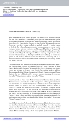 Political Women and American Democracy Edited by Christina Wolbrecht, Karen Beckwith and Lisa Baldez Frontmatter More Information