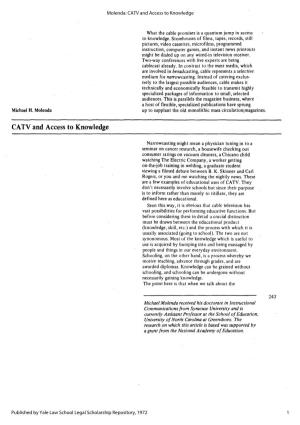 CATV and Access to Knowledge
