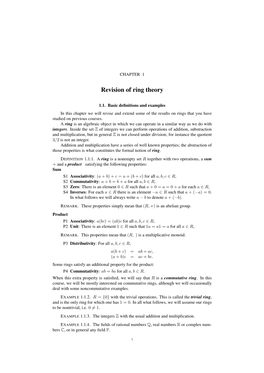 Revision of Ring Theory