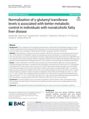 Normalization of Γ-Glutamyl Transferase Levels Is Associated With