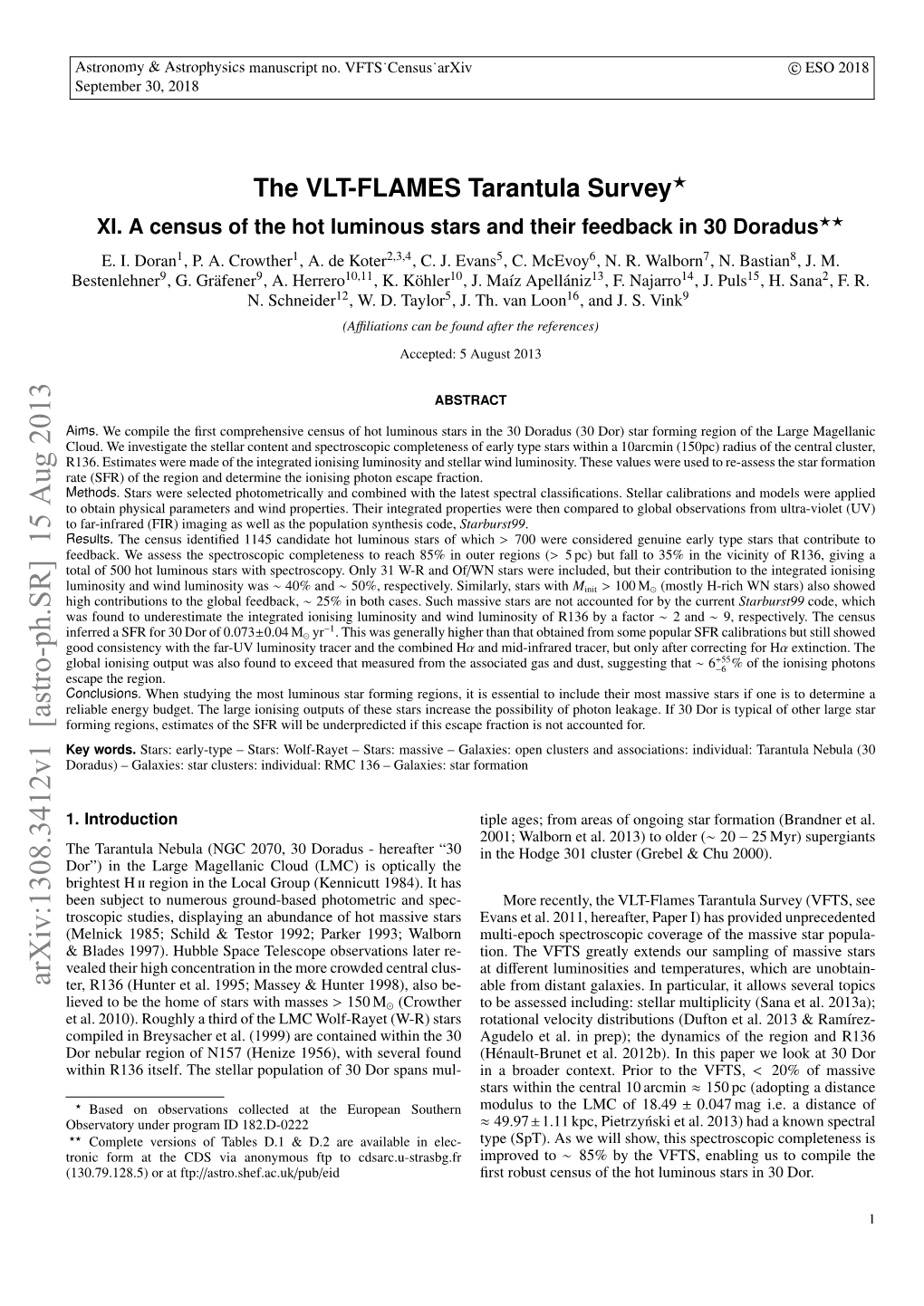 Arxiv:1308.3412V1 [Astro-Ph.SR] 15 Aug 2013 Ter, R136 (Hunter Et Al