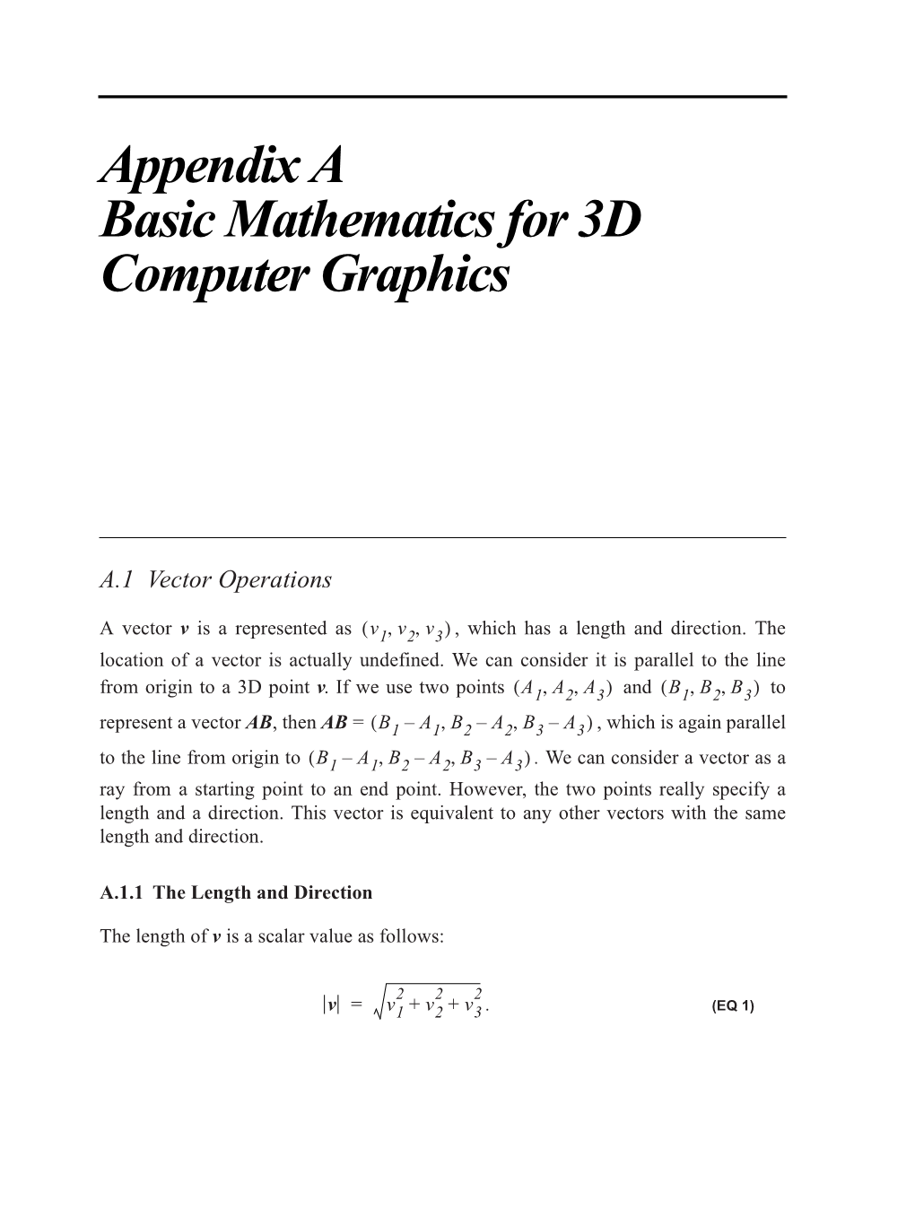 Appendix a Basic Mathematics for 3D Computer Graphics