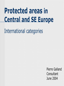 Protected Areas Management Categories and Certification BSBCP