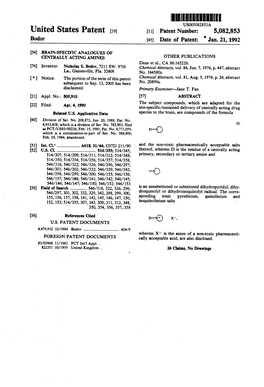 United States Patent (19) 11 Patent Number: 5,082,853 Bodor 45) Date of Patent: "Jan