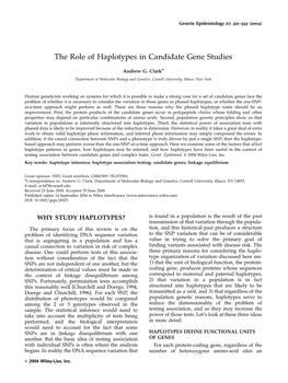 The Role of Haplotypes in Candidate Gene Studies