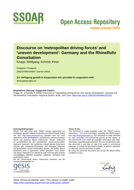 Germany and the Rhineruhr Conurbation Knapp, Wolfgang; Schmitt, Peter