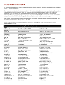 Reorganization Closure List