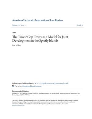 The Timor Gap Treaty As a Model for Joint Development in the Spratly Islands