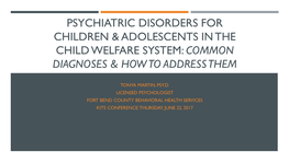 Differential Diagnoses for Youth with Psychiatric Disorders