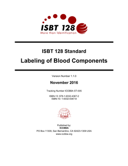 ST-005 ISBT 128 Standard Labeling of Blood Components