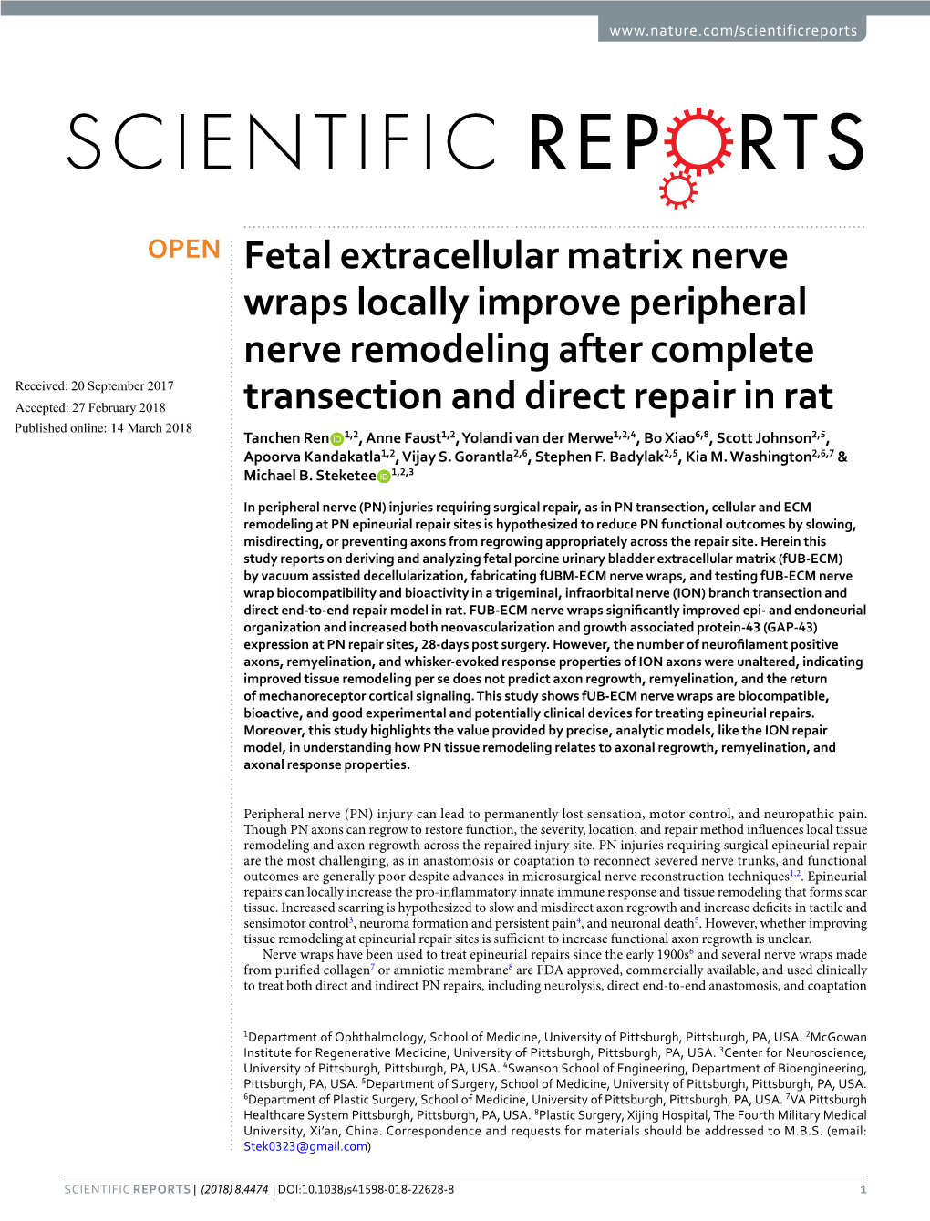 Fetal Extracellular Matrix Nerve Wraps Locally Improve Peripheral Nerve