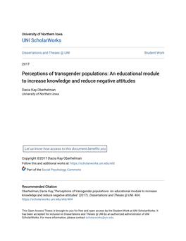 Perceptions of Transgender Populations: an Educational Module to Increase Knowledge and Reduce Negative Attitudes