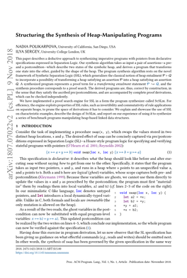 Structuring the Synthesis of Heap-Manipulating Programs :3