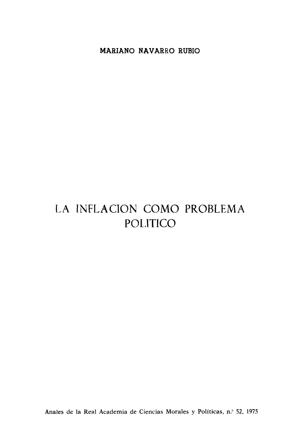 La Inflacion Como Problema Politico