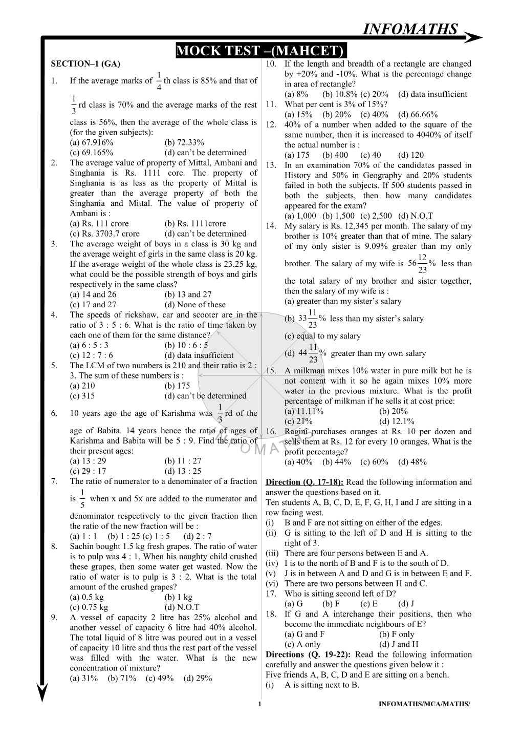 1 Infomaths/Mca/Maths