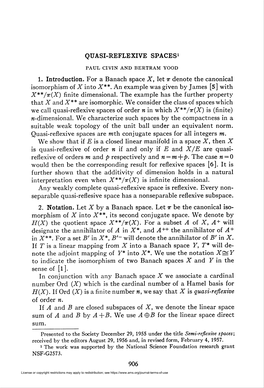 Quasi-Reflexive Spaces1 Paul Civin and Bertram Yood 1