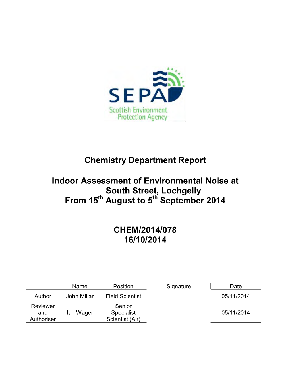 SEPA South St Lochgelly Noise Report.Pdf