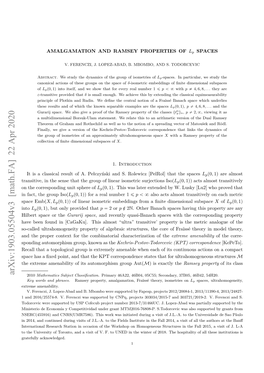 Arxiv:1903.05504V3 [Math.FA] 22 Apr 2020 2010 Mathematics Subject Classiﬁcation