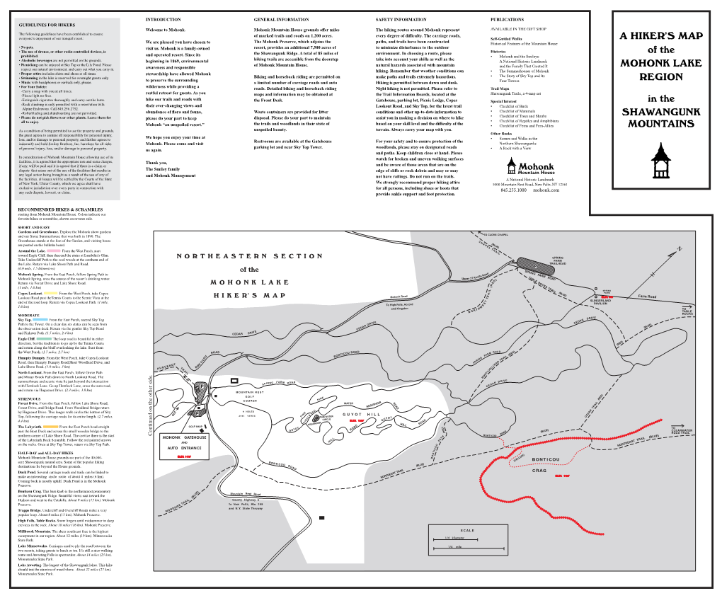 A HIKER's MAP of the MOHONK LAKE REGION in The