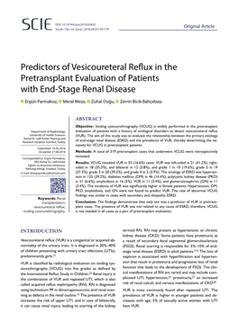 Predictors of Vesicoureteral Reflux in the Pretransplant Evaluation of Patients with End-Stage Renal Disease