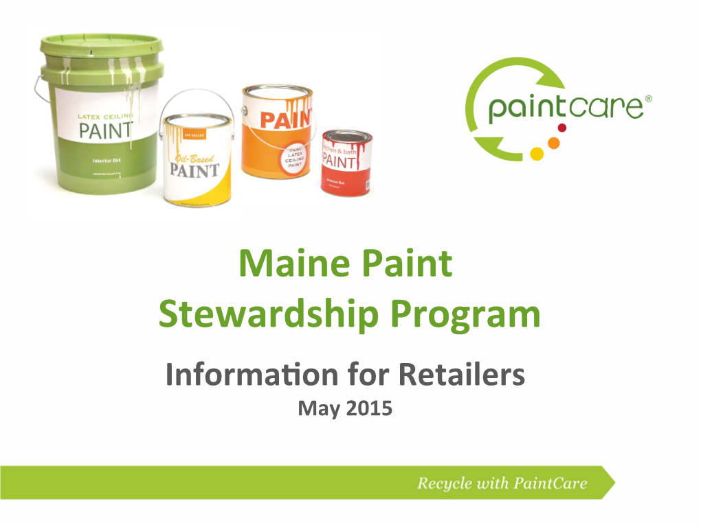 Maine Paint Stewardship Program
