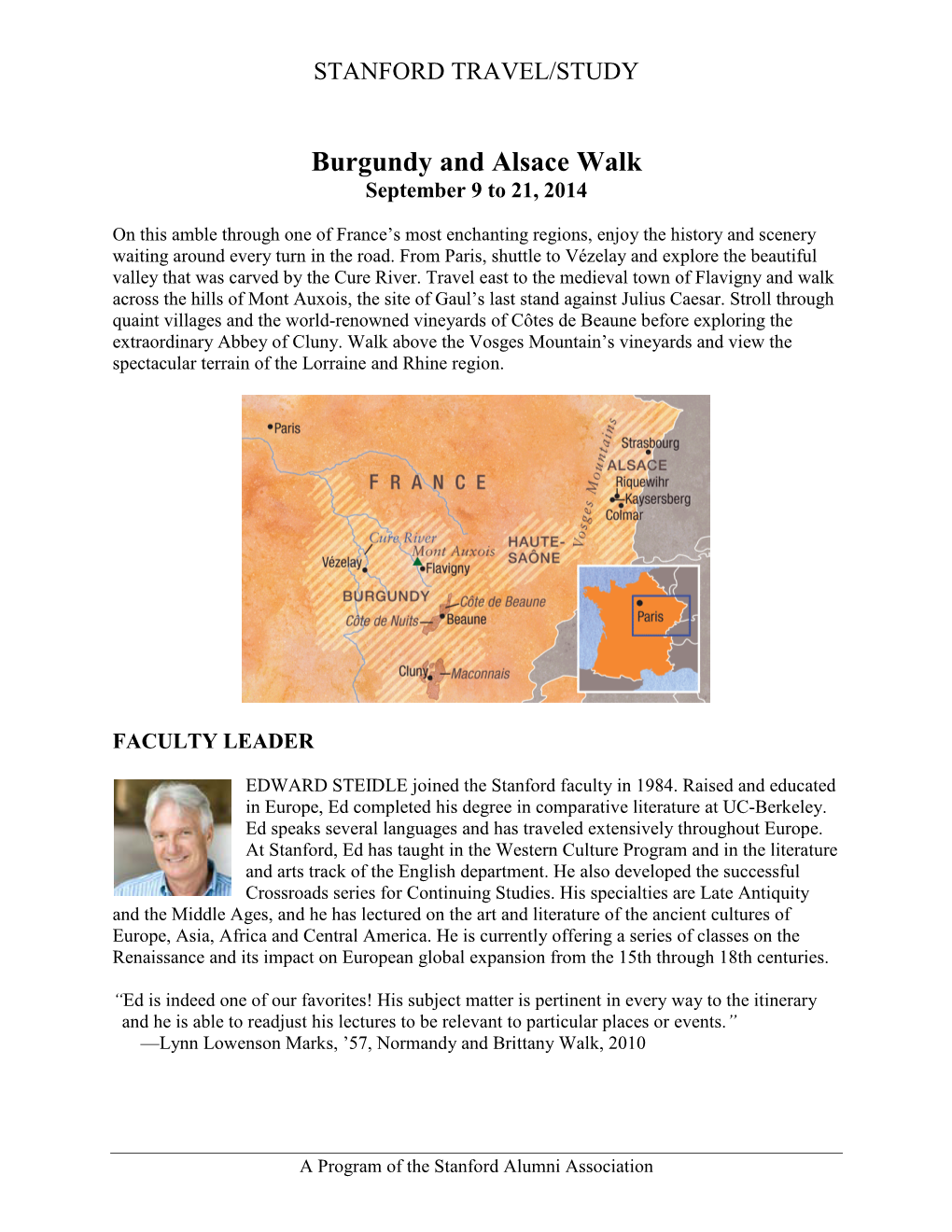 Burgundy and Alsace Walk September 9 to 21, 2014