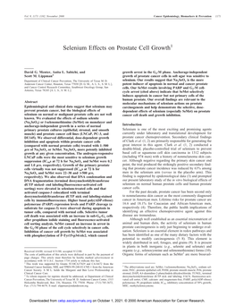 Selenium Effects on Prostate Cell Growth1