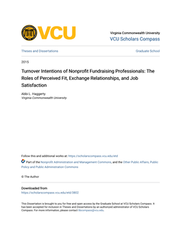 Turnover Intentions of Nonprofit Fundraising Professionals: the Roles of Perceived Fit, Exchange Relationships, and Job Satisfaction