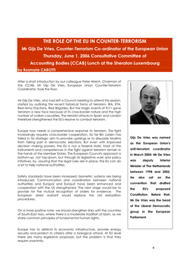 The Role of the Eu in Counter-Terrorism