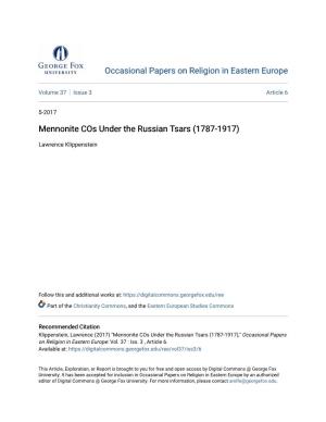 Mennonite Cos Under the Russian Tsars (1787-1917)