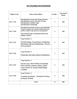 Yic Syllabus an Overview