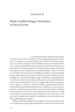 Black Loyalist Hunger Prevention in Sierra Leone
