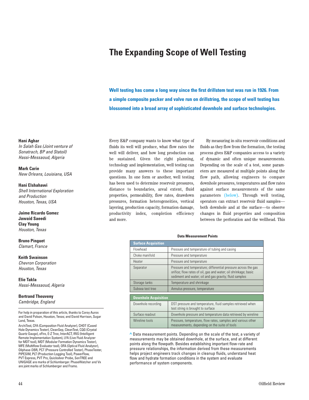 The Expanding Scope of Well Testing