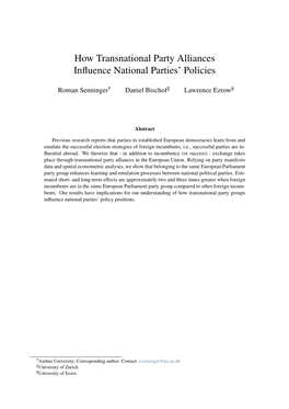 How Transnational Party Alliances Inﬂuence National Parties’ Policies