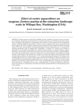 Effect of Oyster Aquaculture on Seagrass Zostera Marina at the Estuarine Landscape Scale in Willapa Bay, Washington (USA)