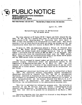 Public Notice Federal Communications Commission 1919 M Street N.W
