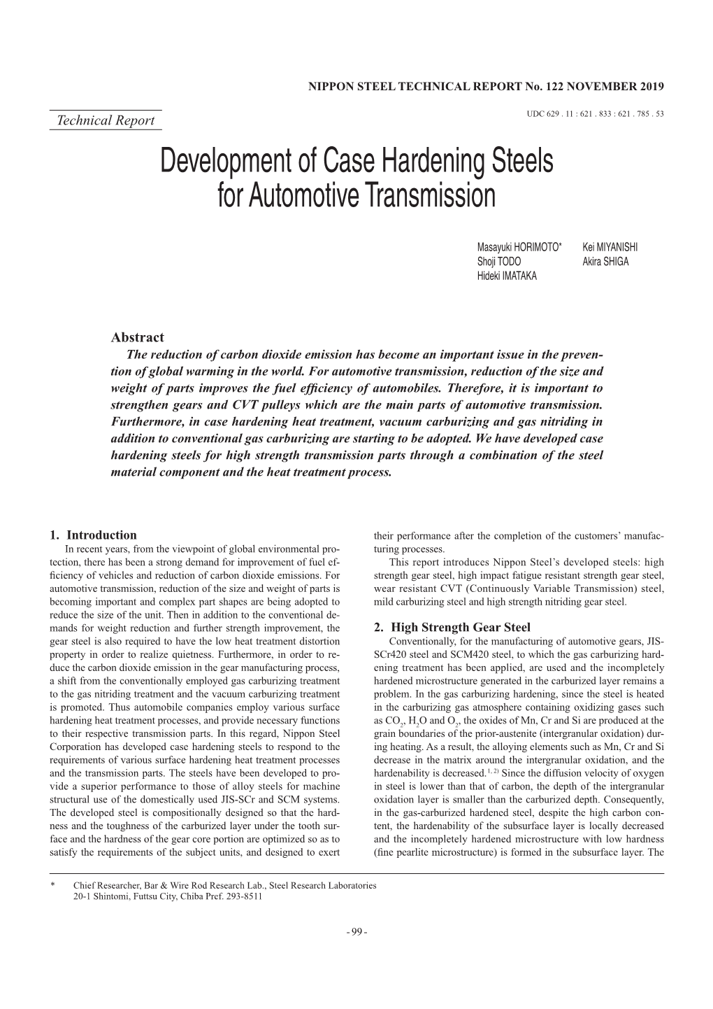 Development of Case Hardening Steels for Automotive Transmission