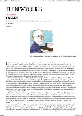 Louis Andriessen : the New Yorker