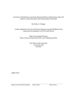 Deep-Well Injection, Evaporation Ponds, and Salinity Gradient Solar Ponds