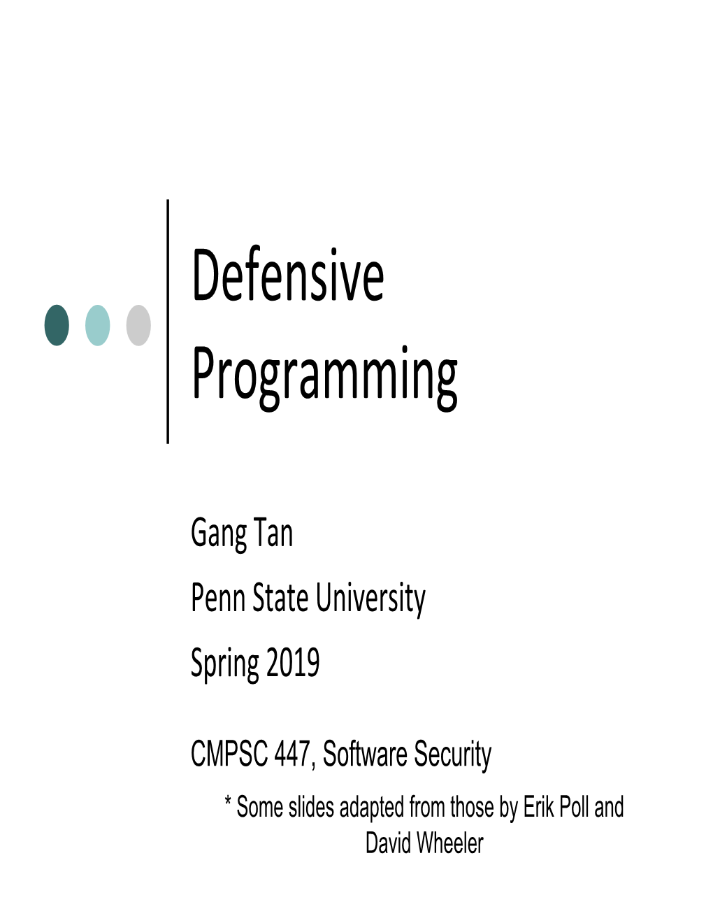 Defensive Programming