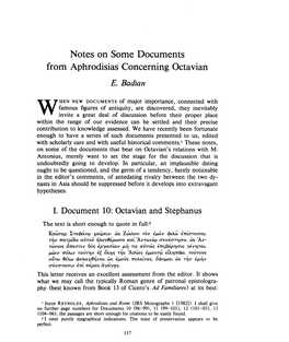 Notes on Some Documents from Aphrodisias Concerning Octavian , Greek, Roman and Byzantine Studies, 25:2 (1984) P.157