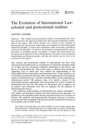The Evolution of International Law: Colonial and Postcolonial Realities