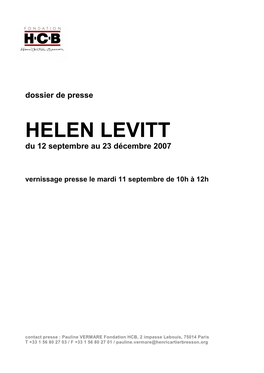 Dossier De Presse Helen Levitt