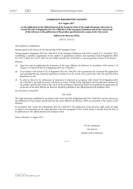 Commission Implementing Decision of 4 August 2017 on the Publication