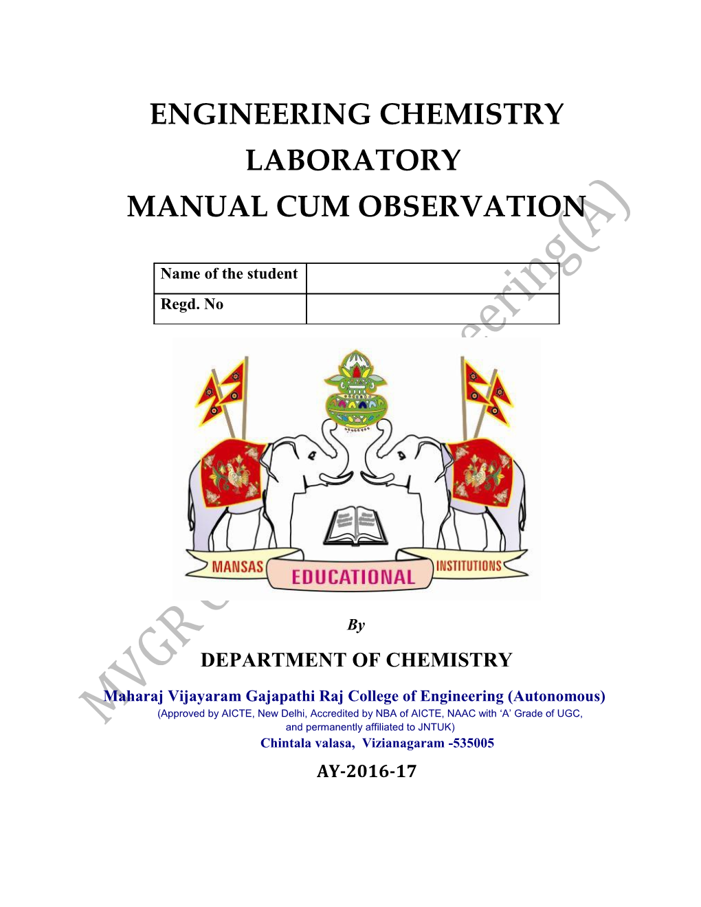 Engineering Chemistry Lab Manual-I