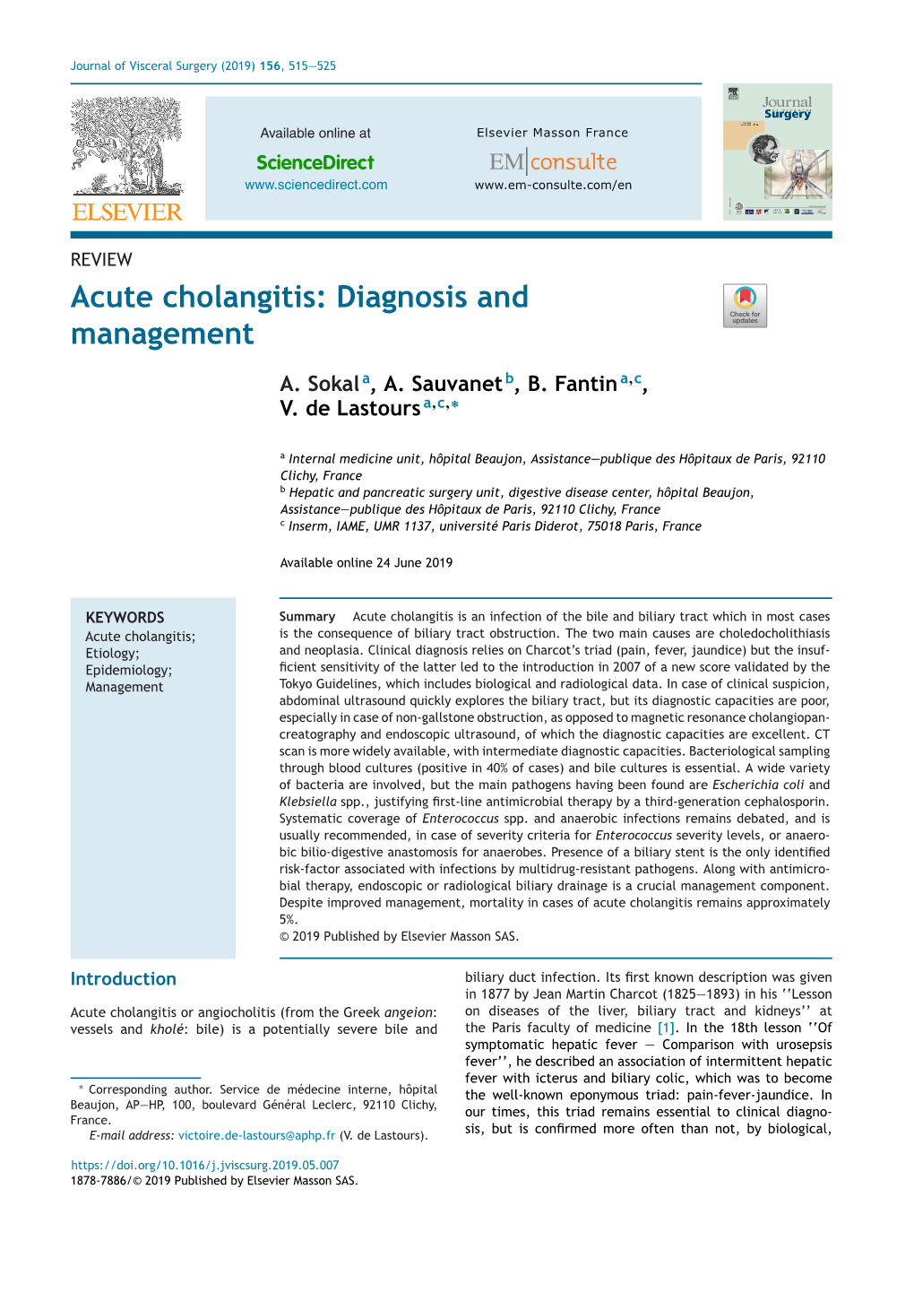 Acute Cholangitis: Diagnosis and Management