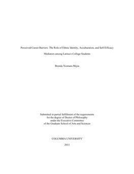 Perceived Career Barriers: the Role of Ethnic Identity, Acculturation, and Self�Efficacy