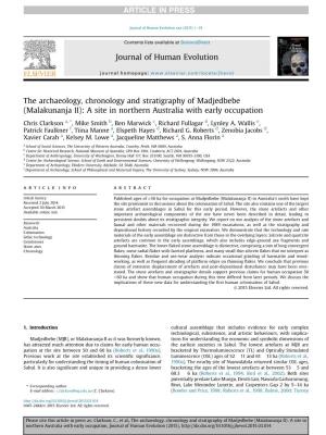 The Archaeology, Chronology and Stratigraphy of Madjedbebe (Malakunanja II): a Site in Northern Australia with Early Occupation
