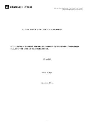 Master Thesis in Cultural Encounters Scottish
